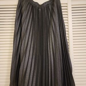 GAP Shimmering Silver Pleated Midi Skirt